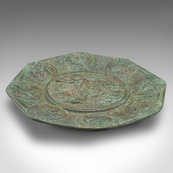 Small Antique Octagonal Dish, Middle Eastern, Decorative, Bronze Tray, Georgian