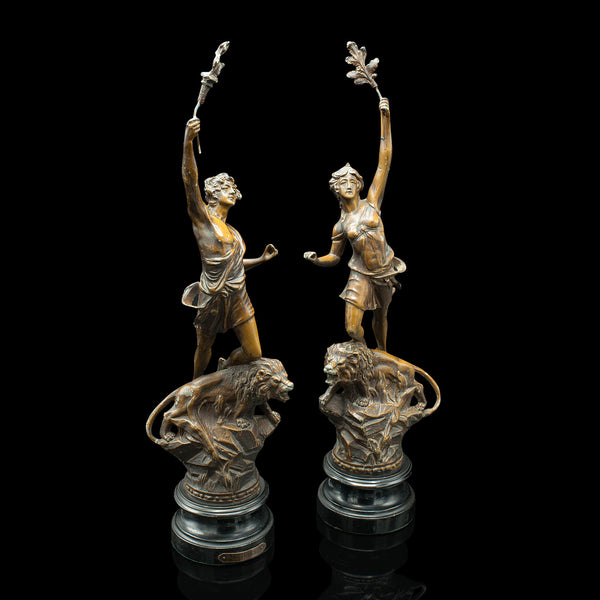Pair Of Antique Decorative Figures, French Bronze Spelter, Classic Taste, Statue