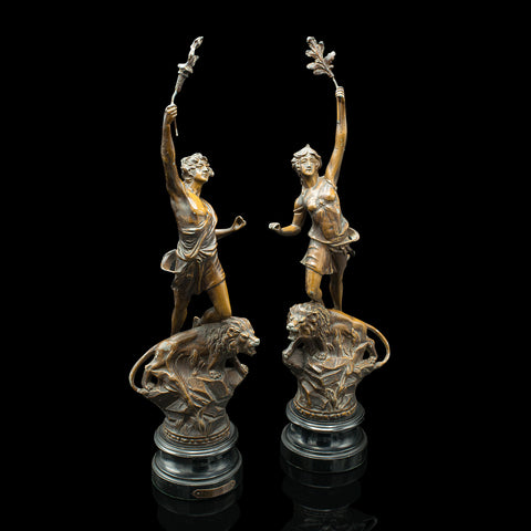 Pair Of Antique Decorative Figures, French Bronze Spelter, Classic Taste, Statue
