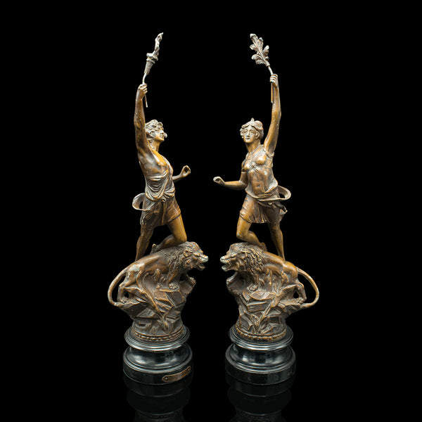 Pair Of Antique Decorative Figures, French Bronze Spelter, Classic Taste, Statue