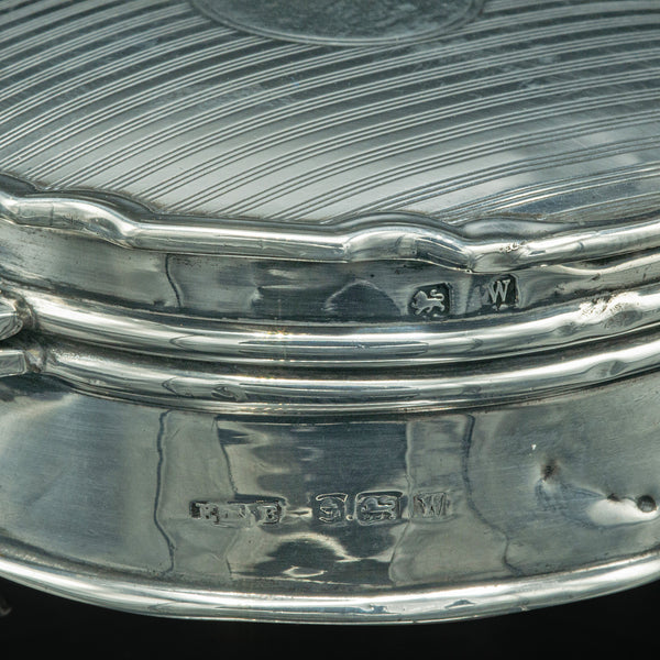 Small Antique Dressing Table Ring Box, English Silver, Birmingham Hallmark, 1921