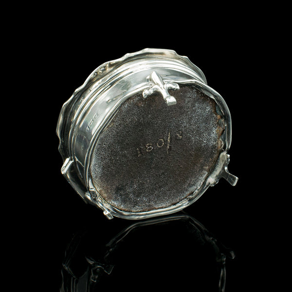 Small Antique Dressing Table Ring Box, English Silver, Birmingham Hallmark, 1921