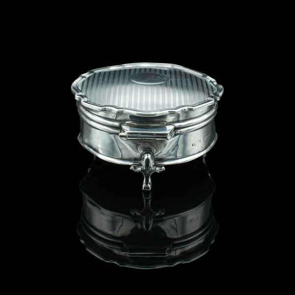 Small Antique Dressing Table Ring Box, English Silver, Birmingham Hallmark, 1921