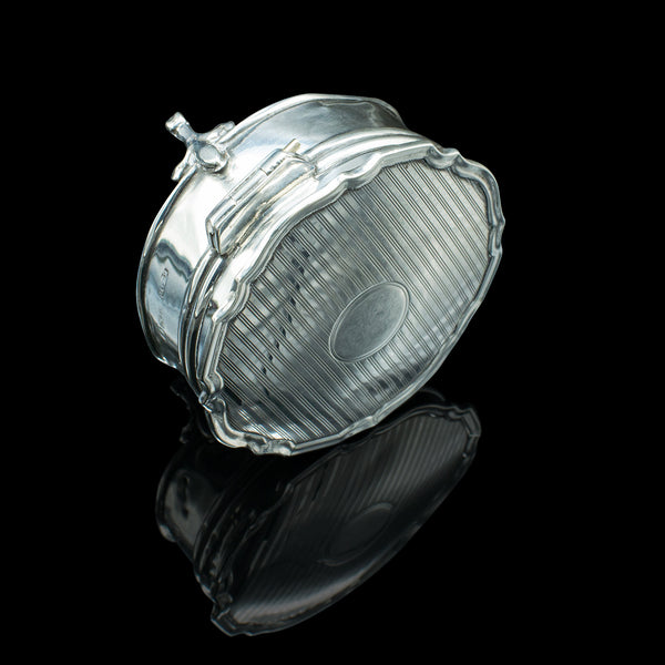 Small Antique Dressing Table Ring Box, English Silver, Birmingham Hallmark, 1921