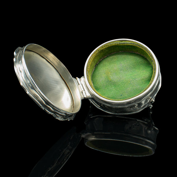 Small Antique Dressing Table Ring Box, English Silver, Birmingham Hallmark, 1921