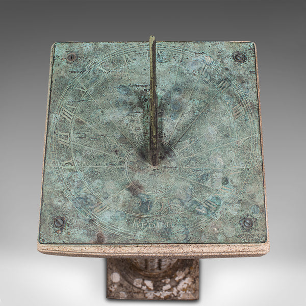Vintage Garden Sundial, English, Stone, Bronze, Ornamental, Outdoors, Circa 1950 - London Fine Antiques