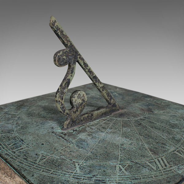 Vintage Garden Sundial, English, Stone, Bronze, Ornamental, Outdoors, Circa 1950 - London Fine Antiques