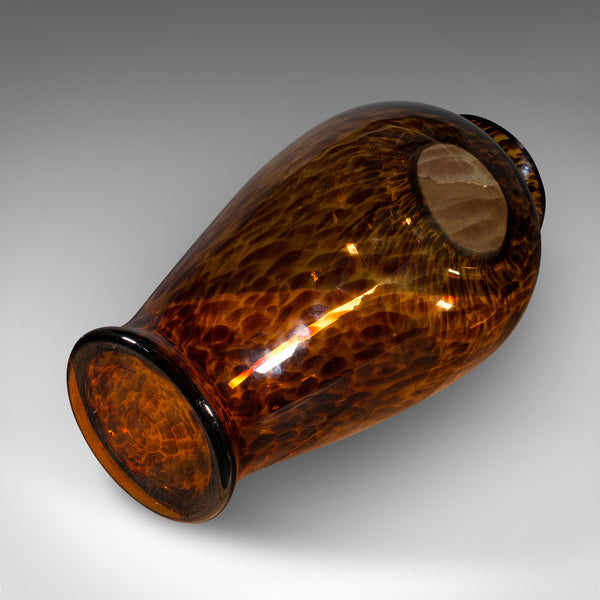 Large Vintage Amber Flower Vase, Italian, Art Glass, Baluster Urn, Circa 1970