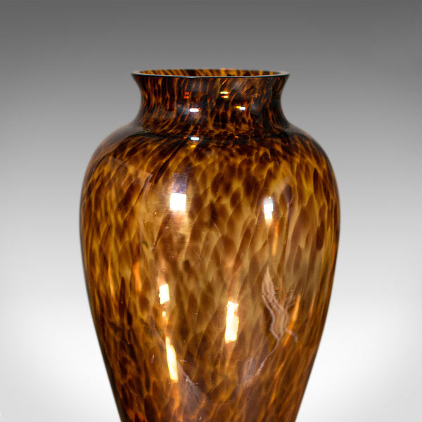 Large Vintage Amber Flower Vase, Italian, Art Glass, Baluster Urn, Circa 1970