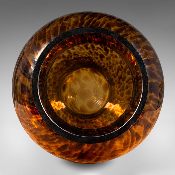 Large Vintage Amber Flower Vase, Italian, Art Glass, Baluster Urn, Circa 1970