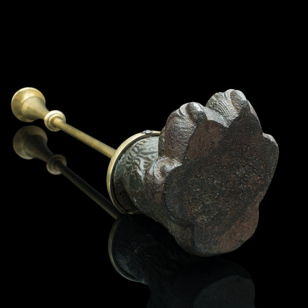 Antique Lion Paw Doorstop, English, Cast Iron, Brass, Decor, Keeper, Georgian