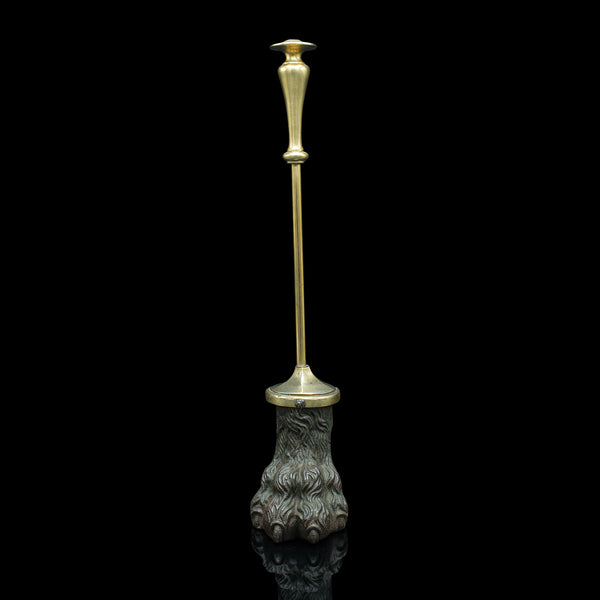 Antique Lion Paw Doorstop, English, Cast Iron, Brass, Decor, Keeper, Georgian