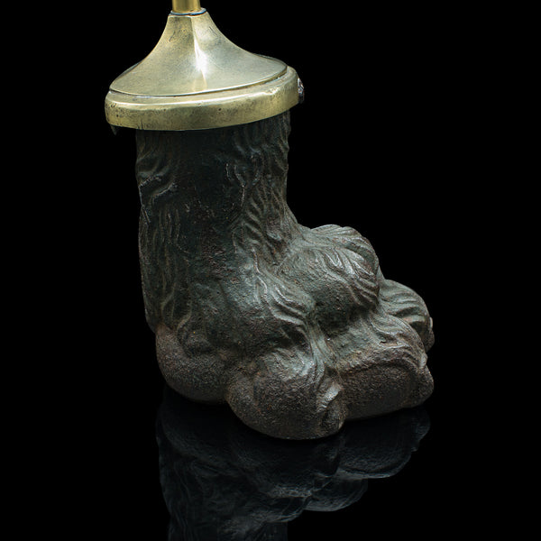 Antique Lion Paw Doorstop, English, Cast Iron, Brass, Decor, Keeper, Georgian
