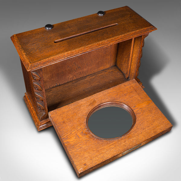 Antique Hotel Key Box, Scottish, Oak, Counter Letterbox, Gothic Taste, Victorian
