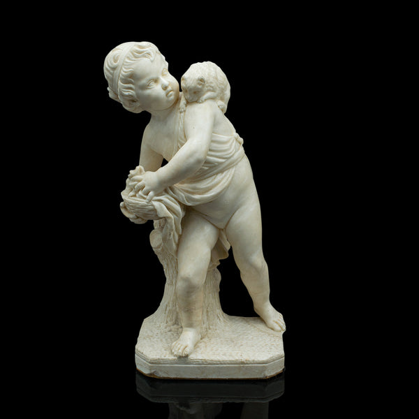 Antique Carved Cherub Figure, Italian, Marble, Putto, After Franchi, Victorian
