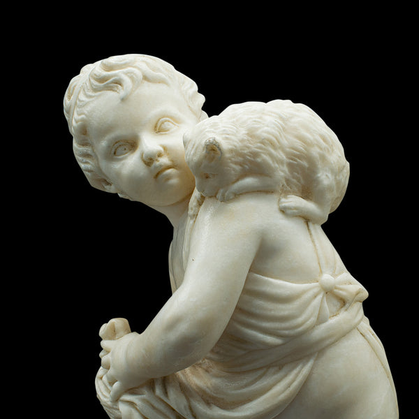 Antique Carved Cherub Figure, Italian, Marble, Putto, After Franchi, Victorian