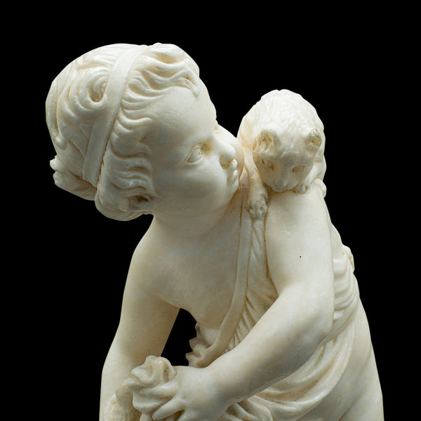 Antique Carved Cherub Figure, Italian, Marble, Putto, After Franchi, Victorian