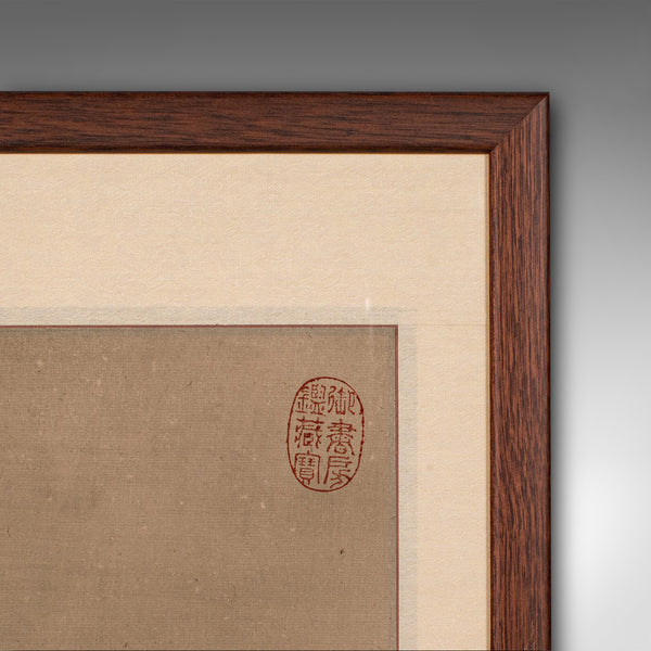 Vintage Framed Picture, Chinese, Ink on Paper, Artwork, After Tang Dynasty, 1950