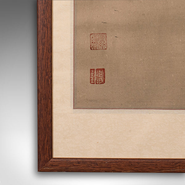 Vintage Framed Picture, Chinese, Ink on Paper, Artwork, After Tang Dynasty, 1950
