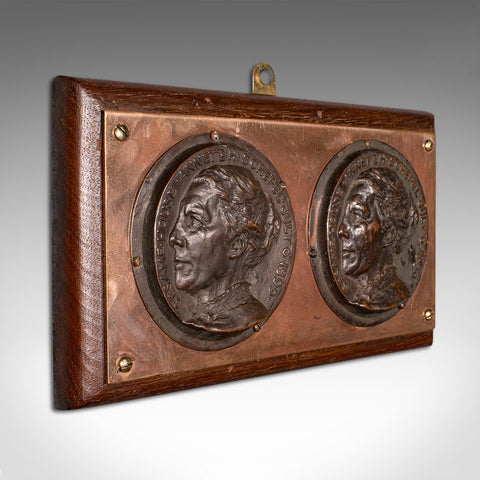 Antique Mounted Portrait Plaque, English, Bronze, Decor, Wall Panel, Victorian