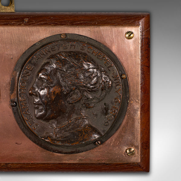 Antique Mounted Portrait Plaque, English, Bronze, Decor, Wall Panel, Victorian