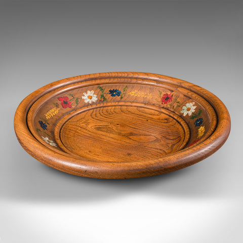 Vintage Summer Fruits Bowl, German, Elm, Handpainted, Turned Dish, Circa 1960