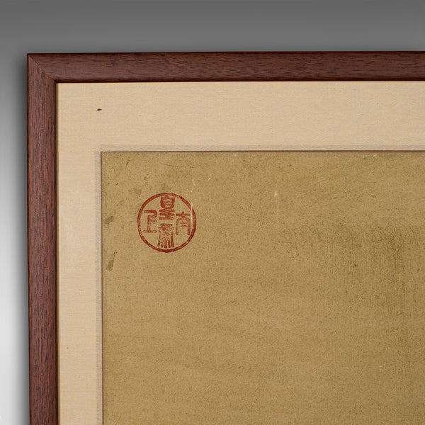 Vintage Framed Artwork, Oriental, Ink on Paper, Chinese School, Mid 20th Century