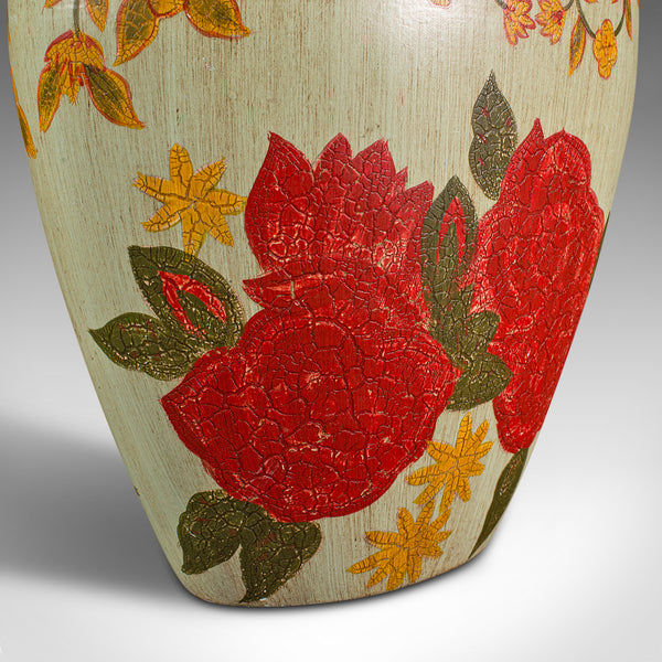 Vintage Oval Flower Vase, Spanish, Hand Painted, Ceramic, Planter, Mid Century
