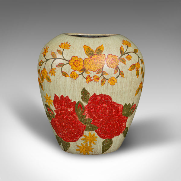 Vintage Oval Flower Vase, Spanish, Hand Painted, Ceramic, Planter, Mid Century