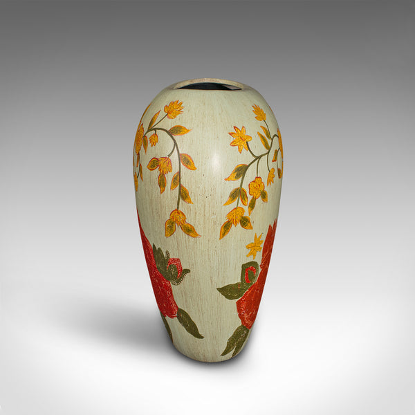 Vintage Oval Flower Vase, Spanish, Hand Painted, Ceramic, Planter, Mid Century