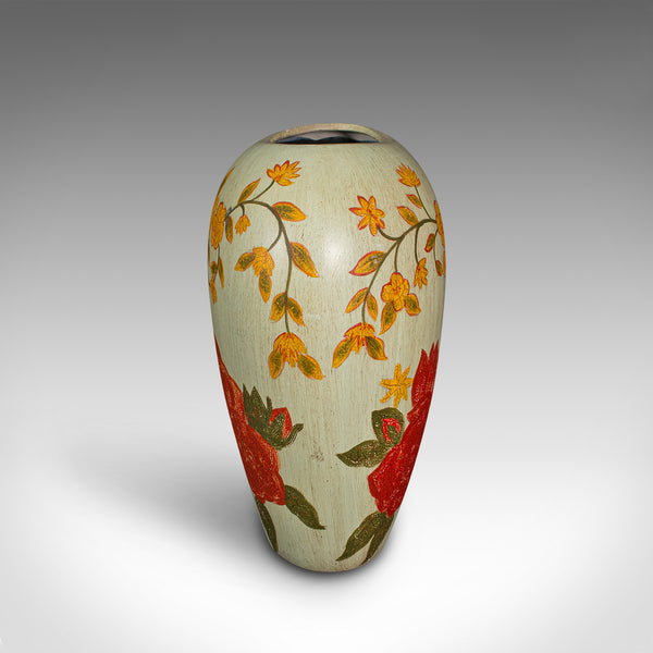 Vintage Oval Flower Vase, Spanish, Hand Painted, Ceramic, Planter, Mid Century