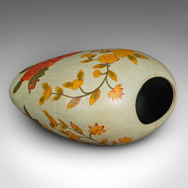 Vintage Oval Flower Vase, Spanish, Hand Painted, Ceramic, Planter, Mid Century
