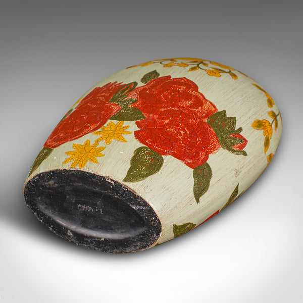 Vintage Oval Flower Vase, Spanish, Hand Painted, Ceramic, Planter, Mid Century