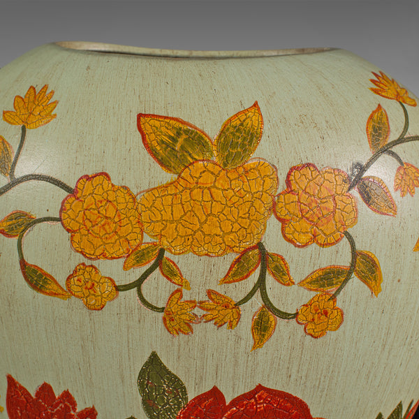 Vintage Oval Flower Vase, Spanish, Hand Painted, Ceramic, Planter, Mid Century