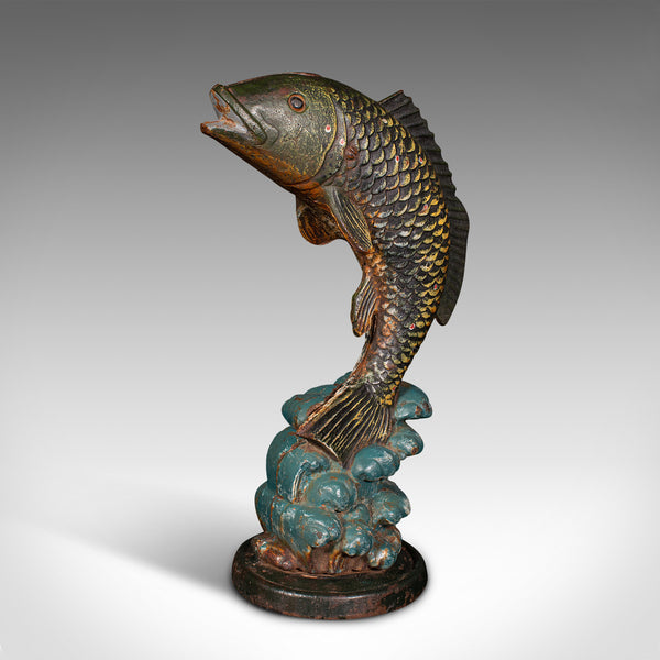 Antique Fish Statue, English, Cast Iron, Angler's Door Stop, Victorian, C.1900