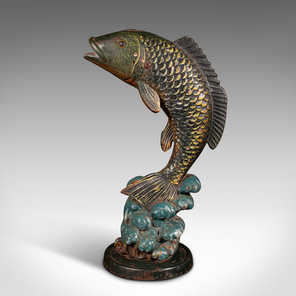 Antique Fish Statue, English, Cast Iron, Angler's Door Stop, Victorian, C.1900