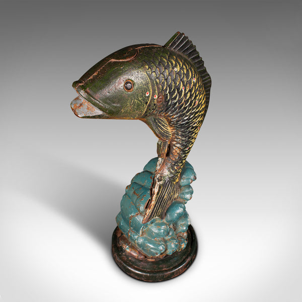 Antique Fish Statue, English, Cast Iron, Angler's Door Stop, Victorian, C.1900