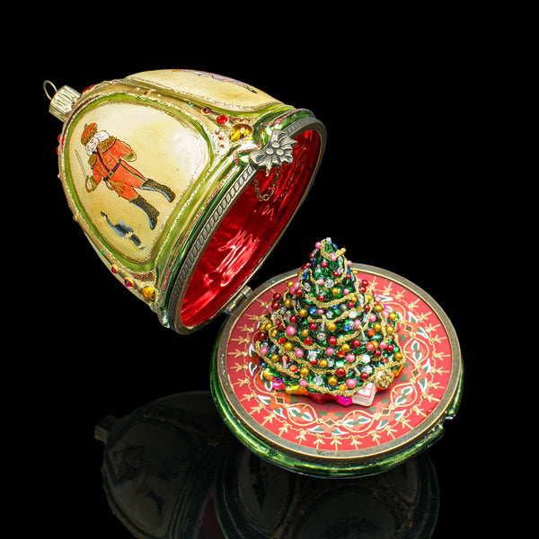 Vintage Egg Shape Christmas Bauble, Continental, Decorative Tree Ornament, 1970