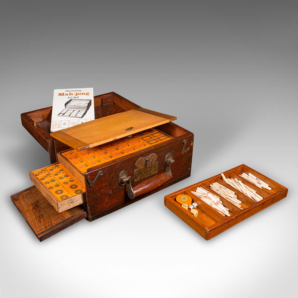Vintage Cased Mahjong, Chinese, Gaming Counters, Antique Box, Art Deco, C.1940