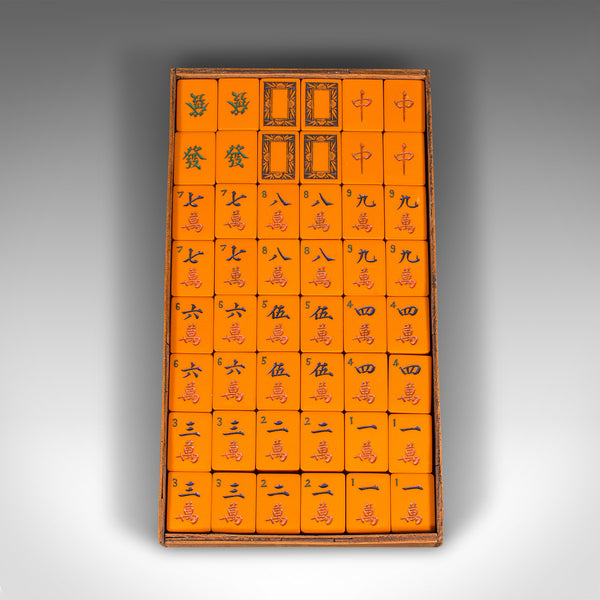 Vintage Cased Mahjong, Chinese, Gaming Counters, Antique Box, Art Deco, C.1940