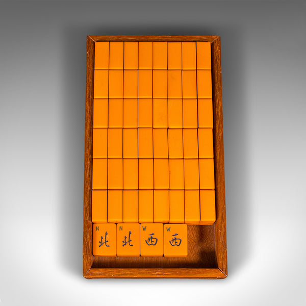 Vintage Cased Mahjong, Chinese, Gaming Counters, Antique Box, Art Deco, C.1940