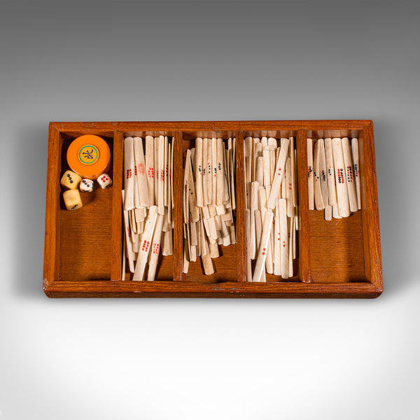 Vintage Cased Mahjong, Chinese, Gaming Counters, Antique Box, Art Deco, C.1940