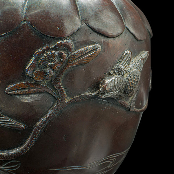 Antique Decorative Stem Vase, Japanese, Bronze, Meiji Urn, Victorian, Circa 1880