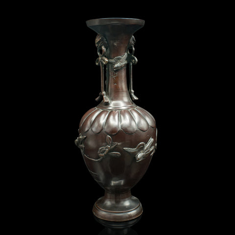 Antique Decorative Stem Vase, Japanese, Bronze, Meiji Urn, Victorian, Circa 1880