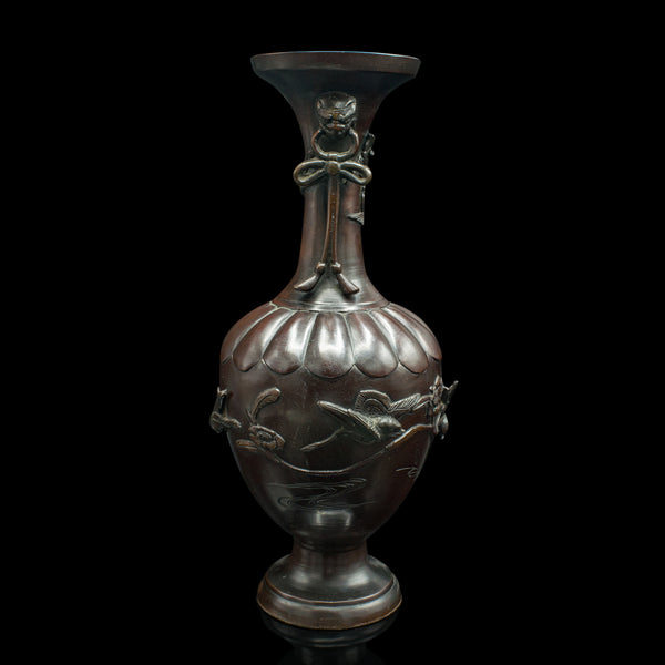 Antique Decorative Stem Vase, Japanese, Bronze, Meiji Urn, Victorian, Circa 1880