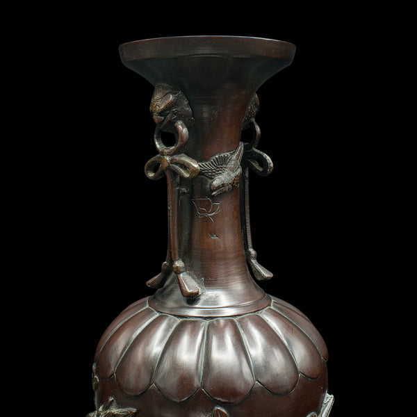 Antique Decorative Stem Vase, Japanese, Bronze, Meiji Urn, Victorian, Circa 1880
