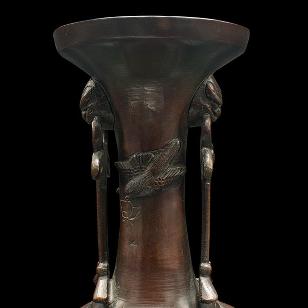 Antique Decorative Stem Vase, Japanese, Bronze, Meiji Urn, Victorian, Circa 1880
