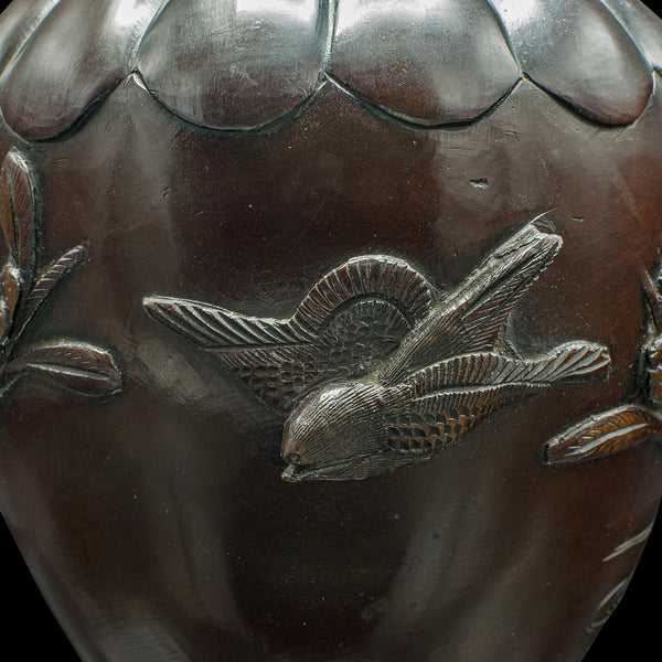 Antique Decorative Stem Vase, Japanese, Bronze, Meiji Urn, Victorian, Circa 1880