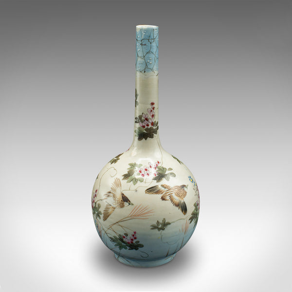 Pair Of Antique Single Stem Vases, Japanese, Ceramic, Meiji Period, Victorian