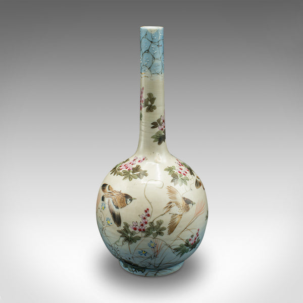 Pair Of Antique Single Stem Vases, Japanese, Ceramic, Meiji Period, Victorian